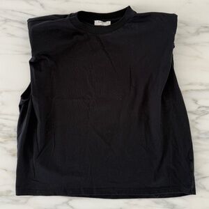 Babaton Black Padded Shoulder Muscle Tee (Aritzia) Size S